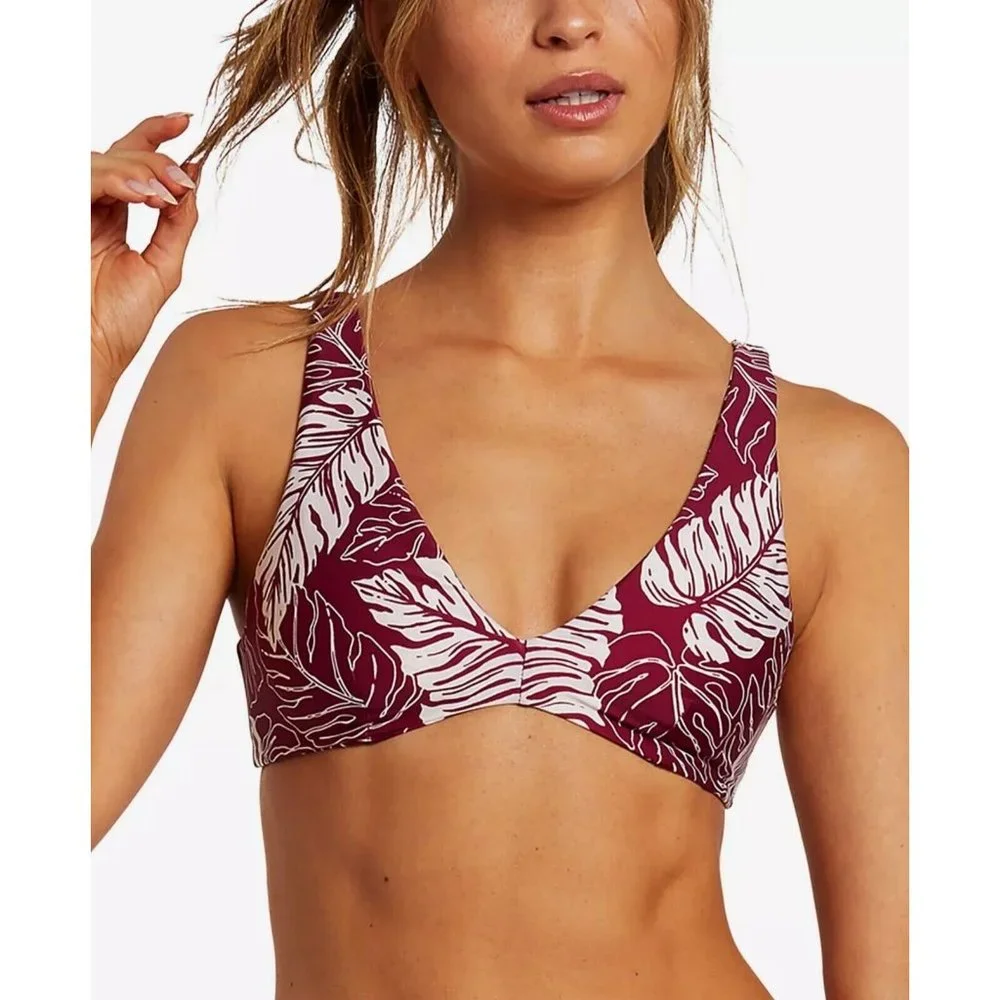 Volcom Juniors' Palm Squad Printed Bikini Top Women's Swimsuit Small - Picture 1 of 1